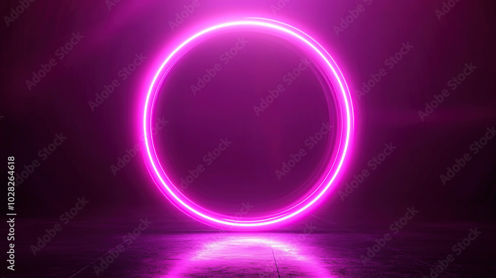 Abstract glowing neon purple light ring on a black background Abstract glowing neon purple light ring on a black background