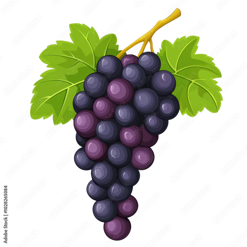 Fototapeta premium Fresh, plump grapes cluster, a vibrant and healthy snack choice, perfect for salads or snacking, on white backdrop.