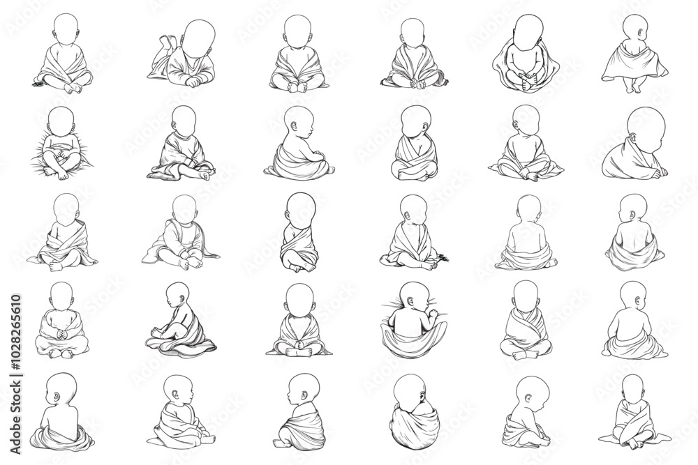 Bundle Line Art Tiny Cute Baby Use Blanket lovely baby in a cozy blanket Illustration Hand Drawn Clipart Bundle Line Art Tiny Cute Baby Use Blanket lovely baby in a cozy blanket Illustration Hand Drawn Clipart