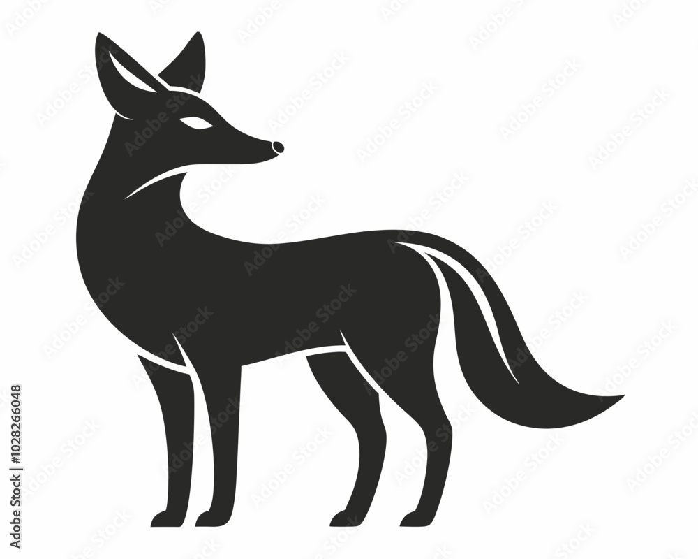 Minimalist Animal Silhouette Sleek Fox or Deer Design with Clean Lines. Minimalist Animal Silhouette Sleek Fox or Deer Design with Clean Lines.