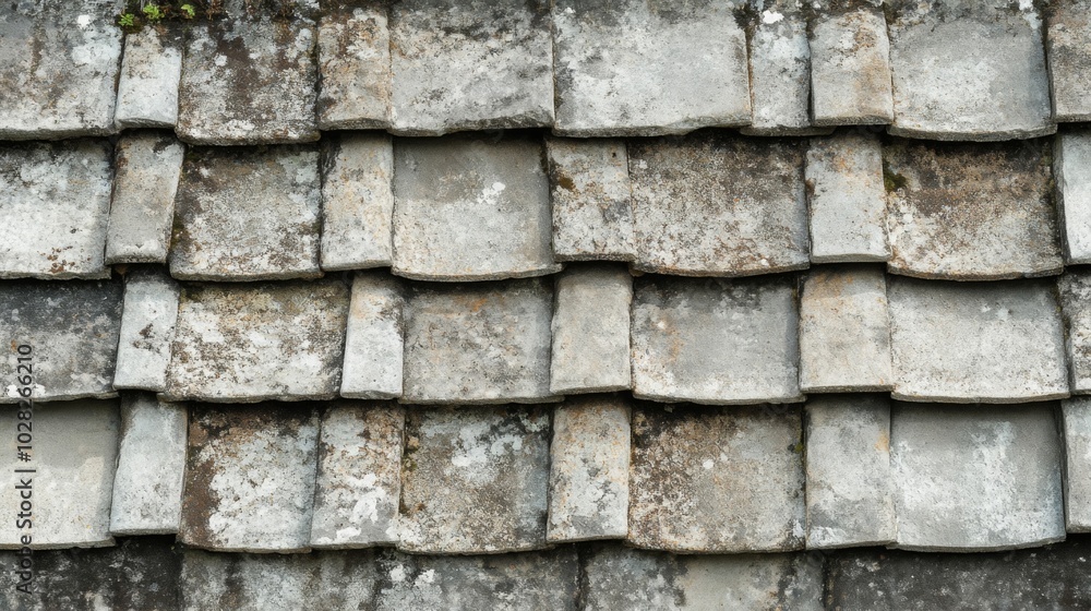 Weathered Grey Tile Roof with Moss and Lichen Weathered Grey Tile Roof with Moss and Lichen