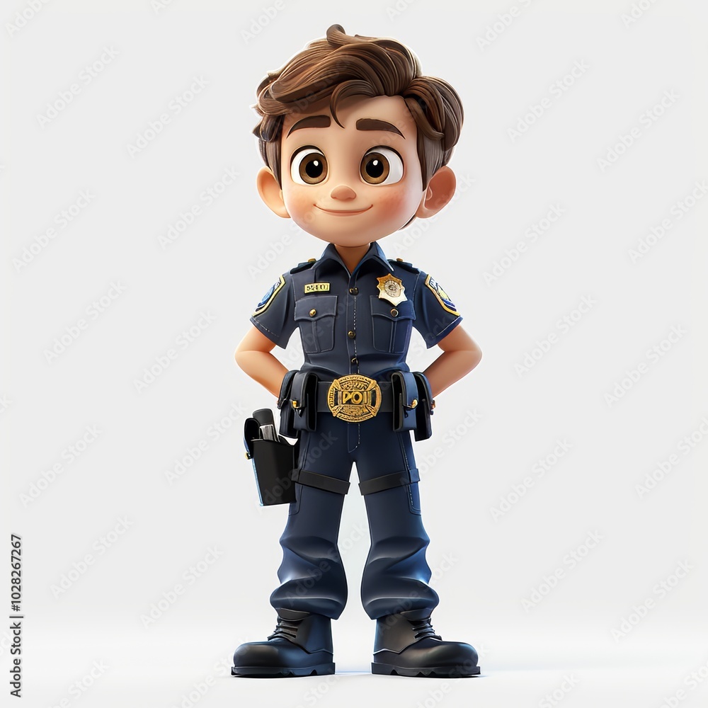 Cartoon Police Officer Character in 3D Render Cartoon Police Officer Character in 3D Render
