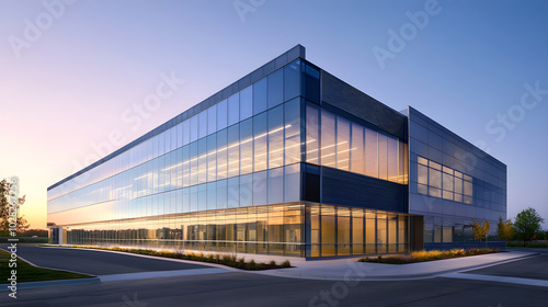 Wallpaper Mural Sleek Glass Facade: Modern Office Building with Expansive Creative Canvas Torontodigital.ca