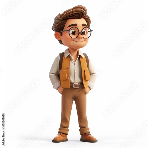 Cartoon Male Teacher Character in 3D Render