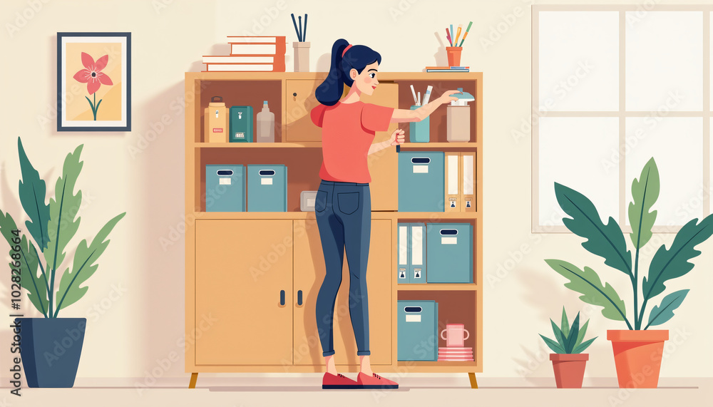 Employee reaching for file in office Employee reaching for file in office