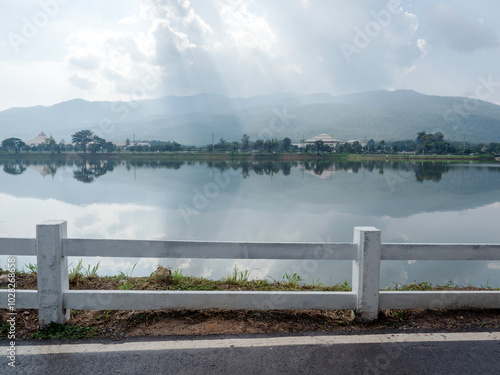 A beautiful public park 120 rai for exercising at Chiang Mai province Thailand. photo