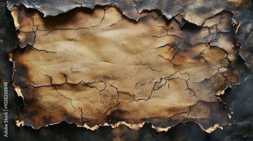 Burned and Cracked Paper with Frayed Edges