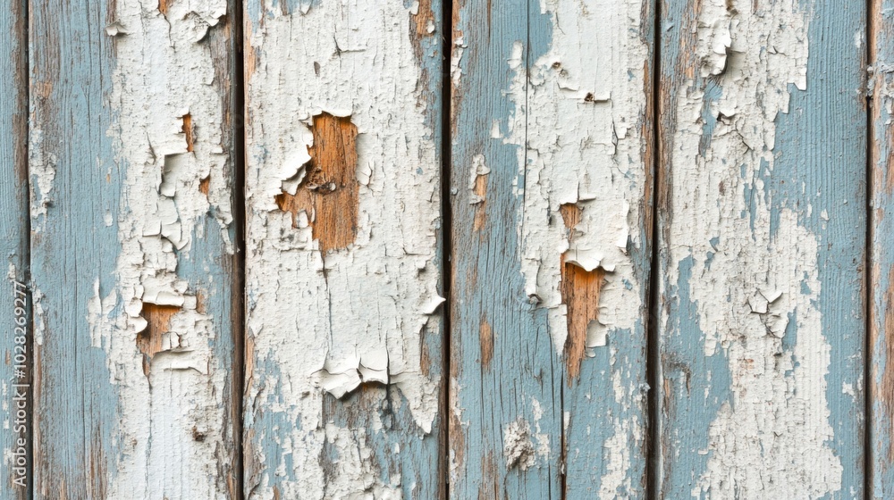Weathered Wood Panel with Peeling Blue and White Paint Weathered Wood Panel with Peeling Blue and White Paint