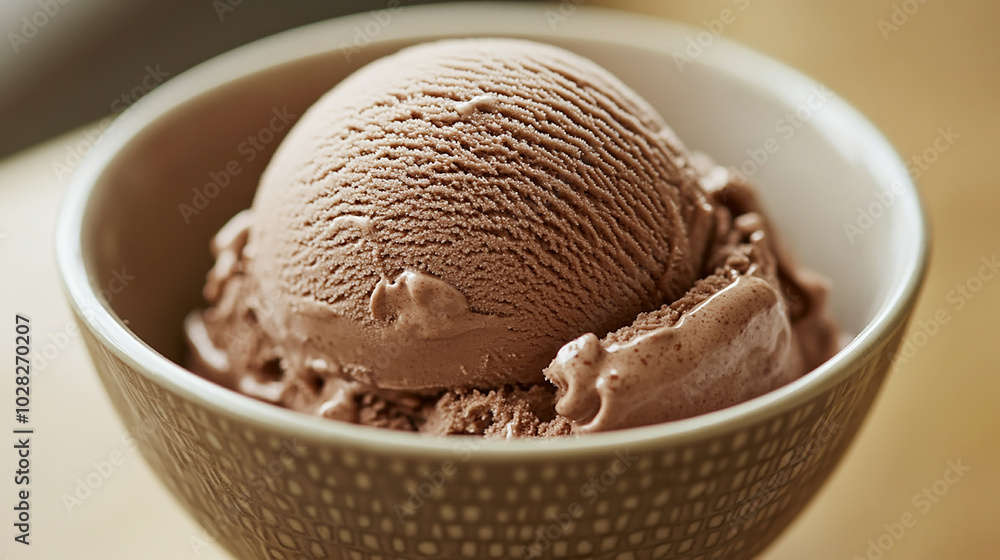 Creamy chocolate ice cream in a bowl with rich texture