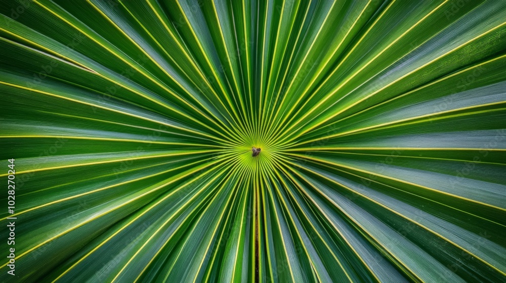 Obraz premium Close-up of a Palm Leaf with a Radial Pattern