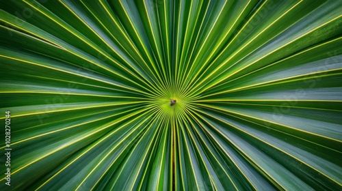 Close-up of a Palm Leaf with a Radial Pattern