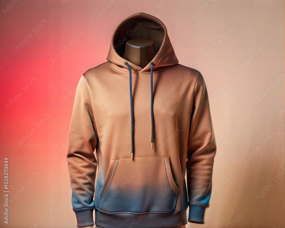 Brown and Blue Gradient Hoodie Mockup for Clothing Design Brown and Blue Gradient Hoodie Mockup for Clothing Design