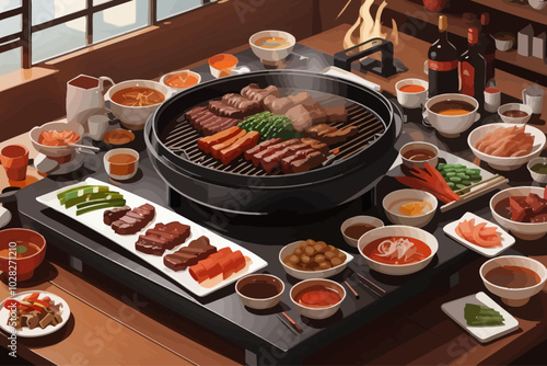 korean bbq food  illustration