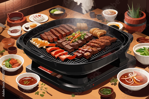 korean bbq food  illustration