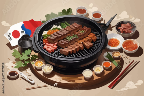 korean bbq food  illustration