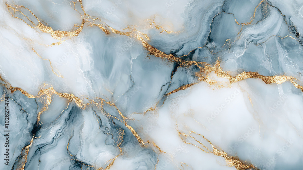 Fototapeta premium Abstract luxury marble texture with deep blue and gold accents