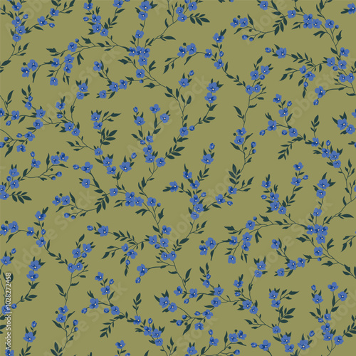 Seamless spring vector pattern with floral motif for dress fabric