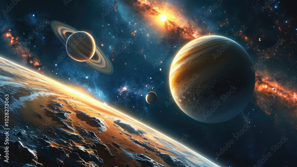 Obraz premium Celestial Dance of the Planets