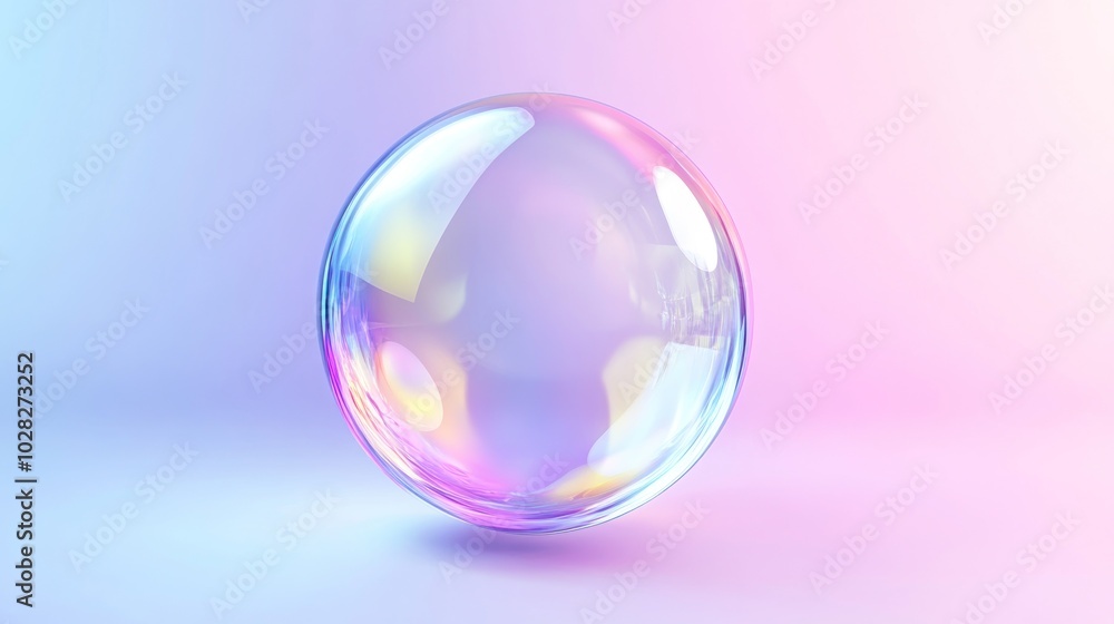 Iridescent Bubble on a Pastel Background Iridescent Bubble on a Pastel Background