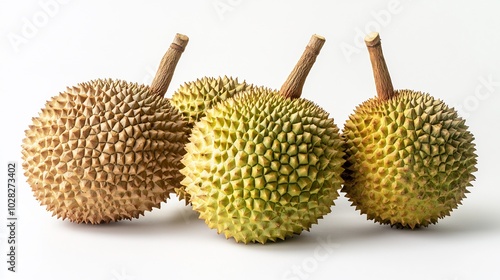 Three Durian Fruits on a White Background photo