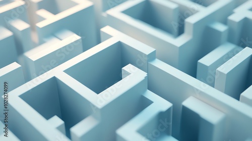 A close-up of a blue and white maze, showing the intricate pattern of the walls.