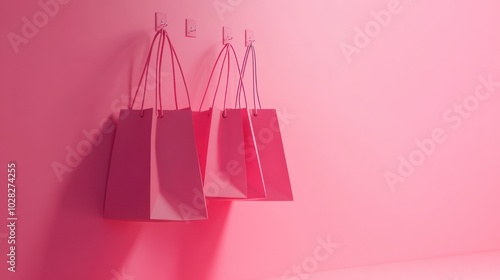Pink Shopping Bags Hanging on a Wall