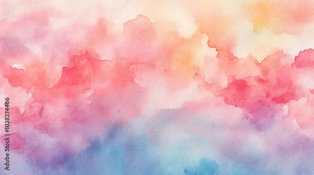 Fototapeta premium Abstract Watercolor Painting with Pink, Orange, and Blue Hues