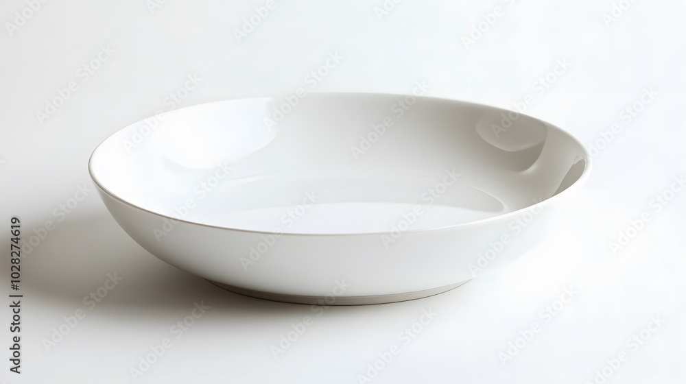 Empty ceramic round plate isolated on white background. 