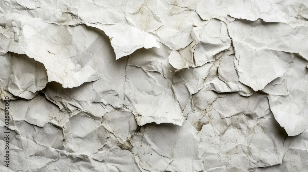 Close-up of a White, Crumpled and Torn Paper Texture Close-up of a White, Crumpled and Torn Paper Texture