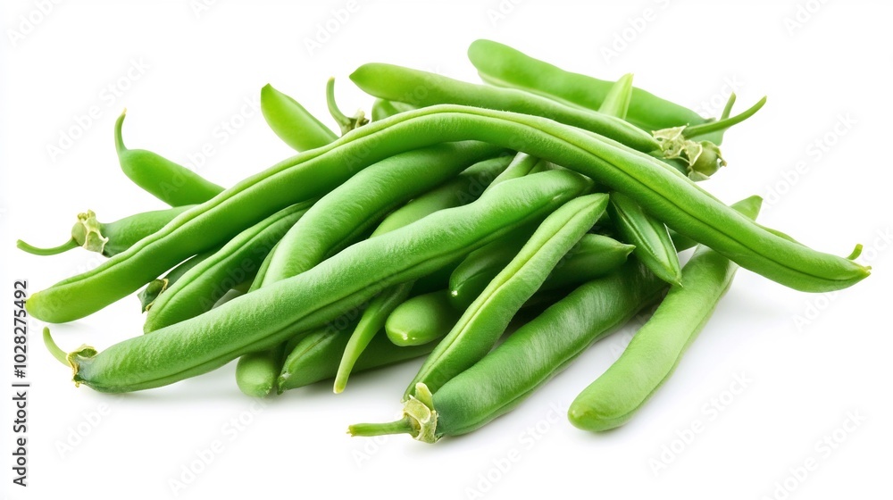 Fresh Green Beans on White Background Fresh Green Beans on White Background