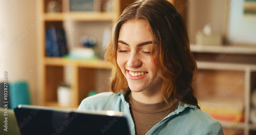 Laptop, smile and woman on sofa with online course, research or streaming website in home. Elearning, relax and happy student girl on couch with computer, connection or virtual education in apartment Laptop, smile and woman on sofa with online course, research or streaming website in home. Elearning, relax and happy student girl on couch with computer, connection or virtual education in apartment