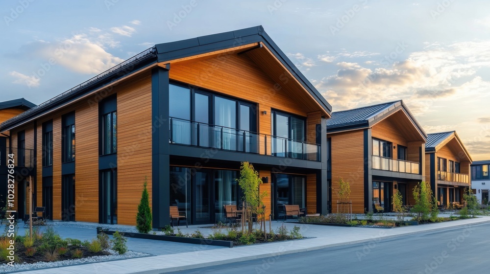 Obraz premium Modern Architectural Design of Timber Frame Houses