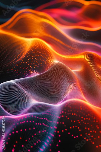 Glowing holographic waves bending and curving, representing the flexibility of digital systems