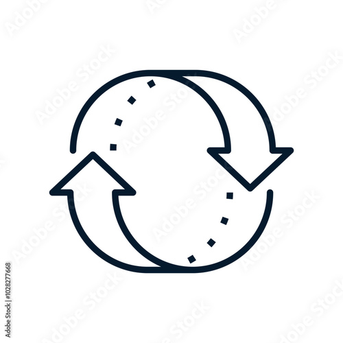 Arrow in a circle. Exchange concept. Vector linear icon isolated on white background.