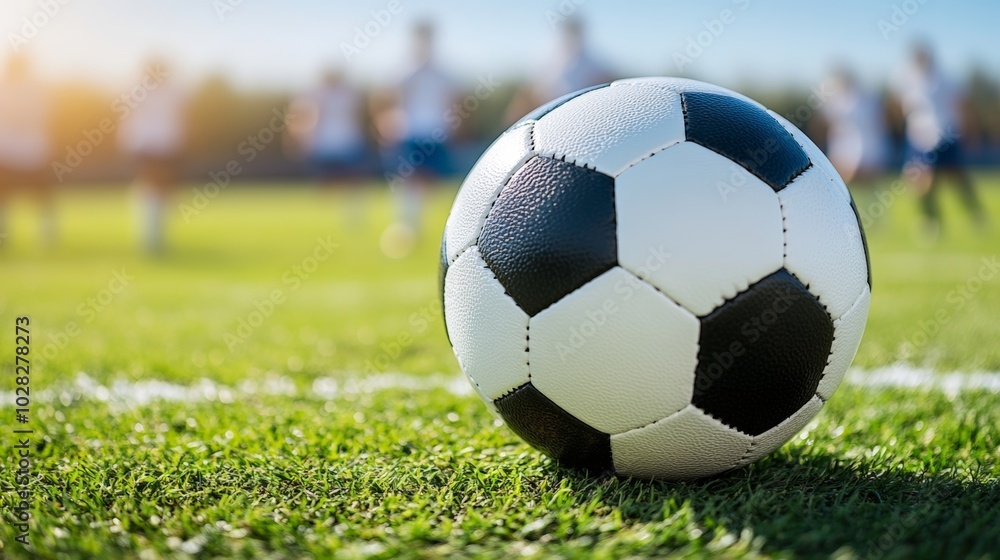 A photostock image of a group of friends playing football on a sunny afternoon 
