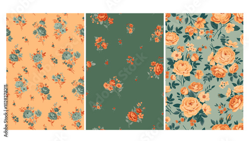 Seamless spring vector pattern with floral motif for dress fabric