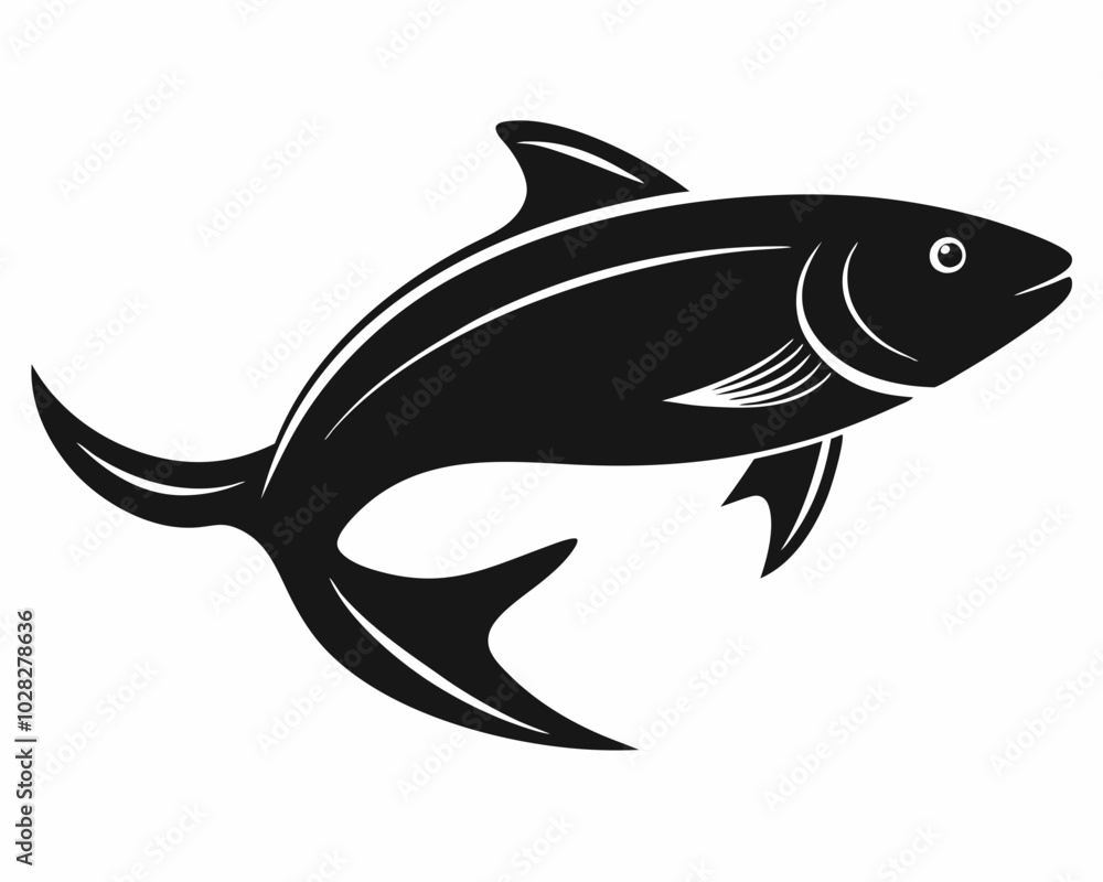 Black Silhouette of a Fish Swimming, fish silhouette, swimming fish, black fish vector. Black Silhouette of a Fish Swimming, fish silhouette, swimming fish, black fish vector.