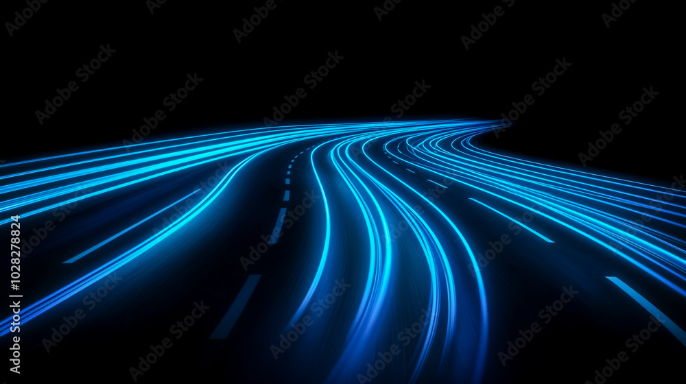 Nighttime Traffic Trails on a City Highway Nighttime Traffic Trails on a City Highway