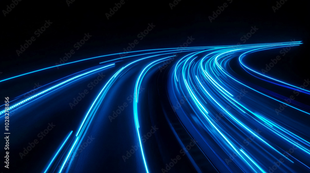 Nighttime Traffic Trails on a City Highway Nighttime Traffic Trails on a City Highway