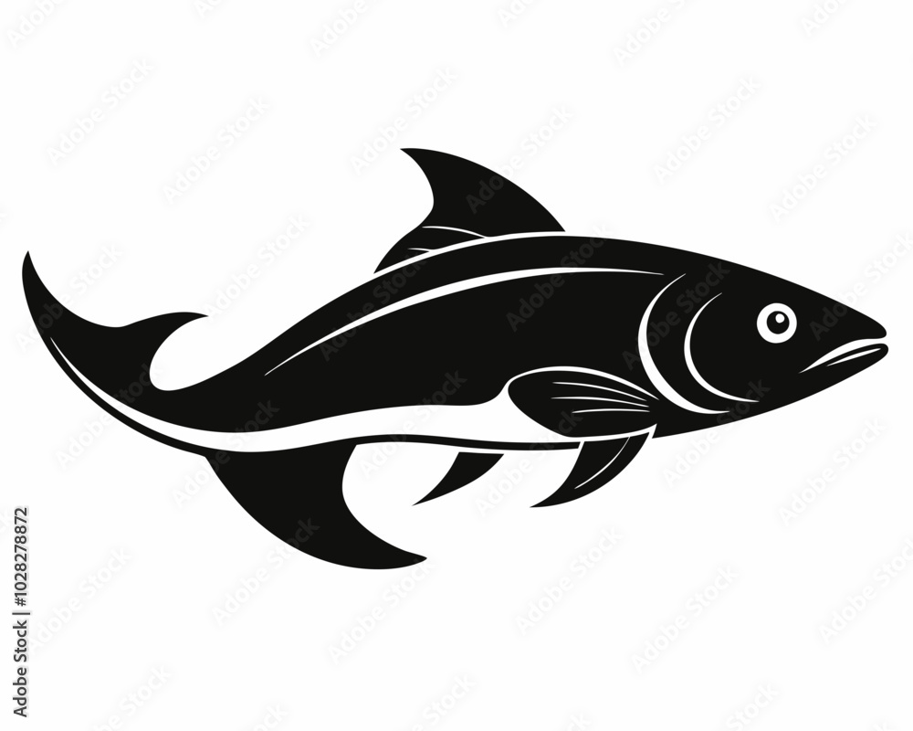 Black Silhouette of a Fish Swimming, fish silhouette, swimming fish, black fish vector. Black Silhouette of a Fish Swimming, fish silhouette, swimming fish, black fish vector.