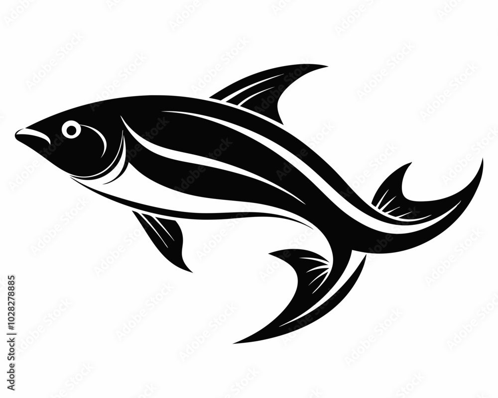 Black Silhouette of a Fish Swimming, fish silhouette, swimming fish, black fish vector. Black Silhouette of a Fish Swimming, fish silhouette, swimming fish, black fish vector.