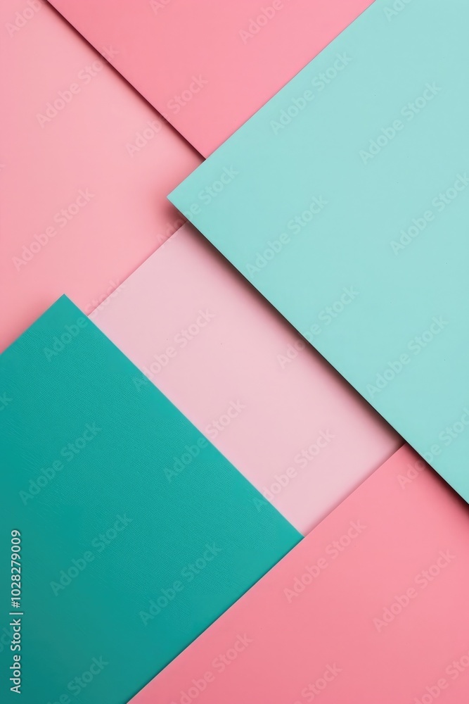 Colorful pastel background with pink, mint green, and teal geometric shapes Colorful pastel background with pink, mint green, and teal geometric shapes