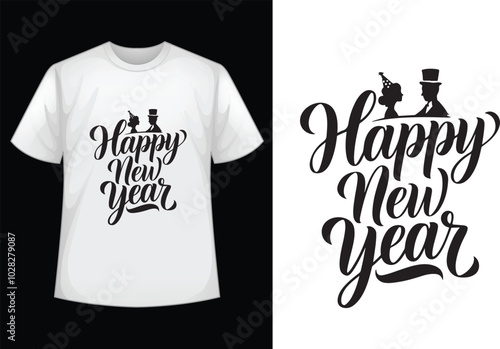 happy new year minimalist typography t shirt design