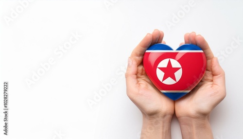 Wallpaper Mural 手で持っている北朝鮮の国旗のハート(Heart of north korea flag held in hand.)
 Torontodigital.ca