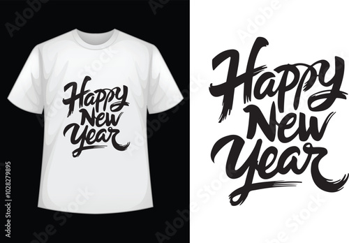 happy new year minimalist typography t shirt design