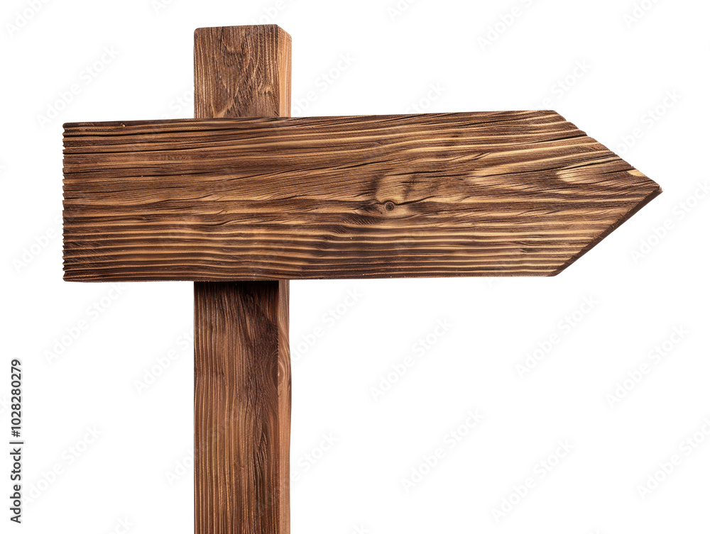 Fototapeta premium Wooden arrow sign isolated on transparent background