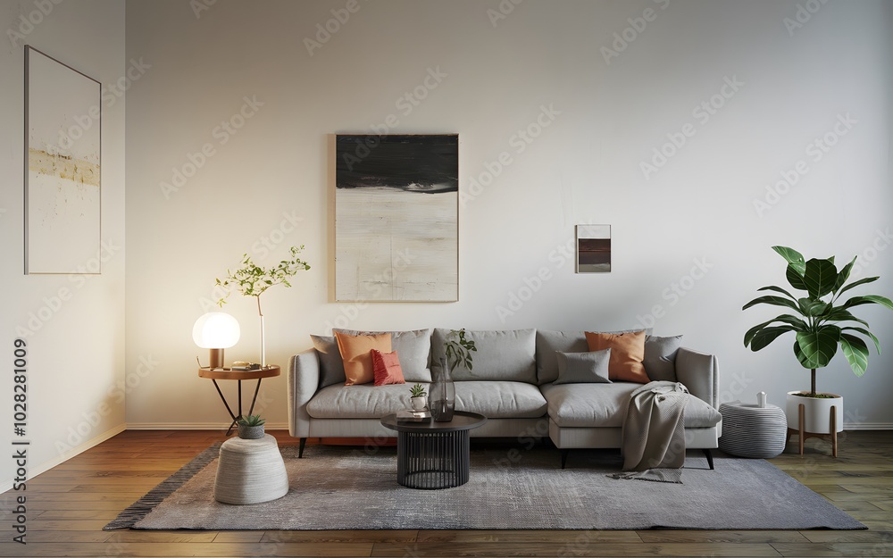a photo of Modern minimalist living room interior have sofa and decor accessories with white color wall a photo of Modern minimalist living room interior have sofa and decor accessories with white color wall