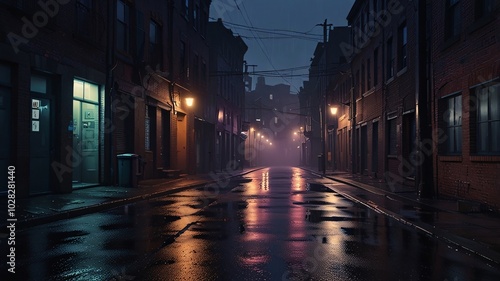 Cinematic view of a dark alley