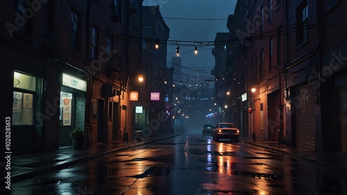 Cinematic view of a dark alley