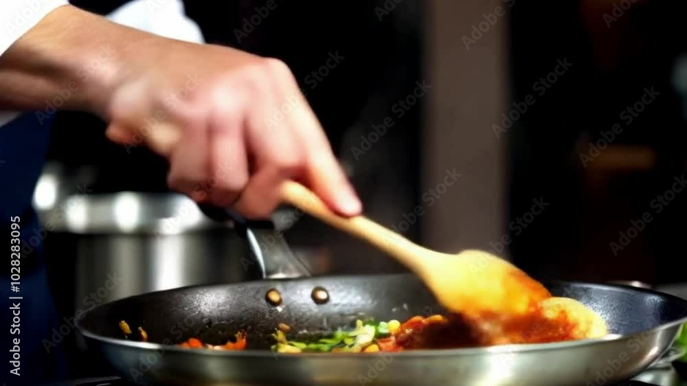 a chef who is cooking spicy food a chef who is cooking spicy food